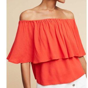 Anthropologie Red Off the Shoulder Top L